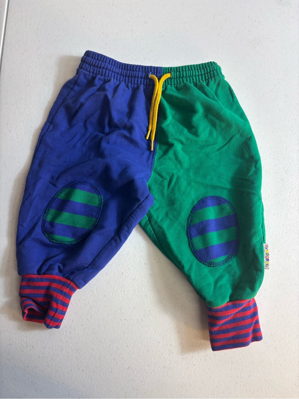 Vintage Y2K Gymboree Rainbow Tag Green and Blue Color Block Joggers
Size Infant